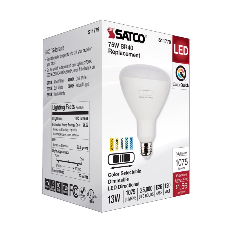 Satco BR40 E26 (Medium) LED Bulb Tunable White/Color Changing 75 Watt Equivalence
