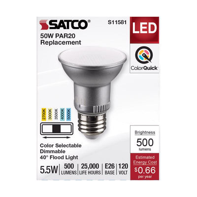 Satco PAR20 E26 (Medium) LED Bulb Tunable White/Color Changing 50 Watt Equivalence