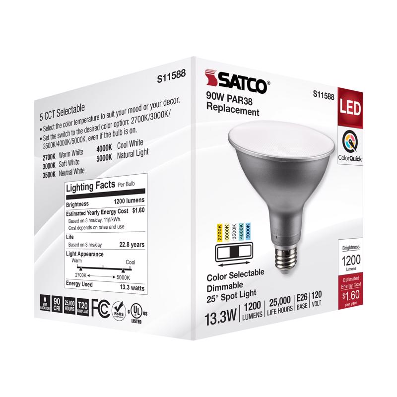 Satco PAR38 E26 (Medium) LED Bulb Tunable White/Color Changing 90 Watt Equivalence