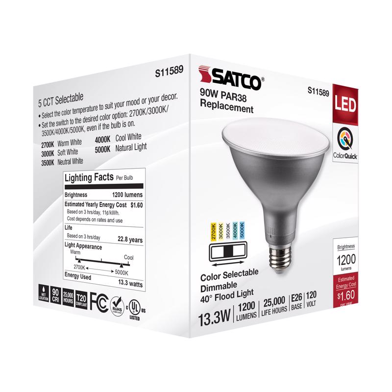Satco PAR38 E26 (Medium) LED Bulb Tunable White/Color Changing 90 Watt Equivalence