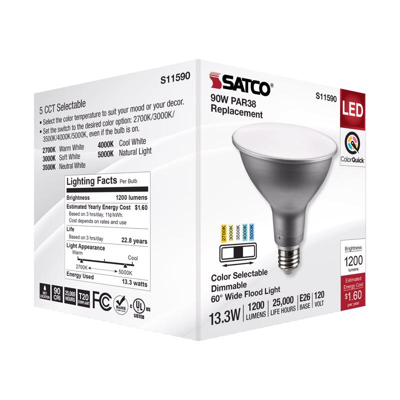 Satco PAR38 E26 (Medium) LED Bulb Tunable White/Color Changing 90 Watt Equivalence