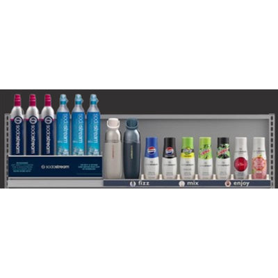 6 in. H X 47 in. W X 12 in. D White Plastic Flavor and CO2 Cylinder Display