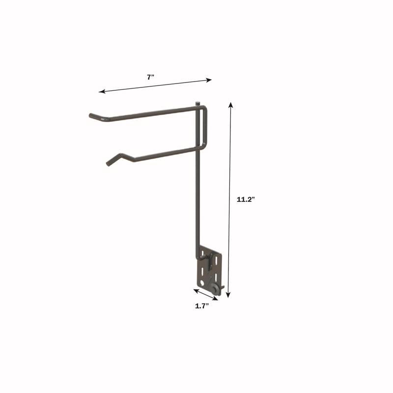 12 in. H X 2 in. W X 8 in. D Black Metal EXTENDED HOOK Pegboard Display