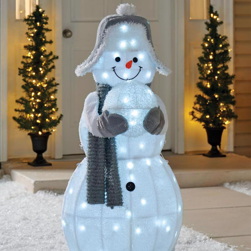 Celebrations LED Cool White Snowman with Snowball 48 in. Yard Decor