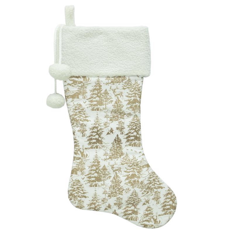 Dyno Faux Suede Woodland Christmas Stocking 20 in.