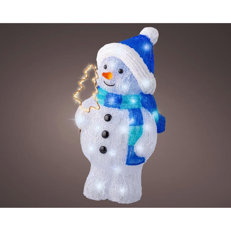 Lumineo LED Cool White Snowman 17 in. Yard Decor