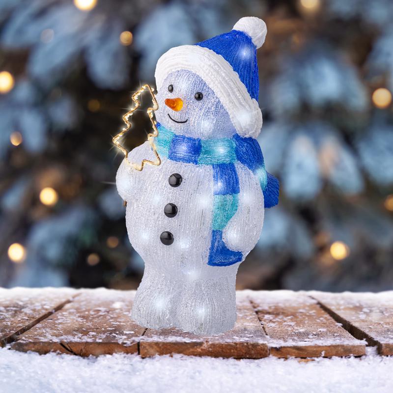 Lumineo LED Cool White Snowman 17 in. Yard Decor