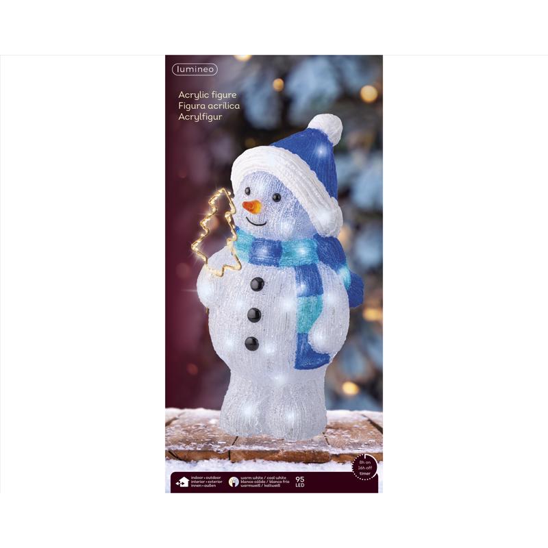 Lumineo LED Cool White Snowman 17 in. Yard Decor