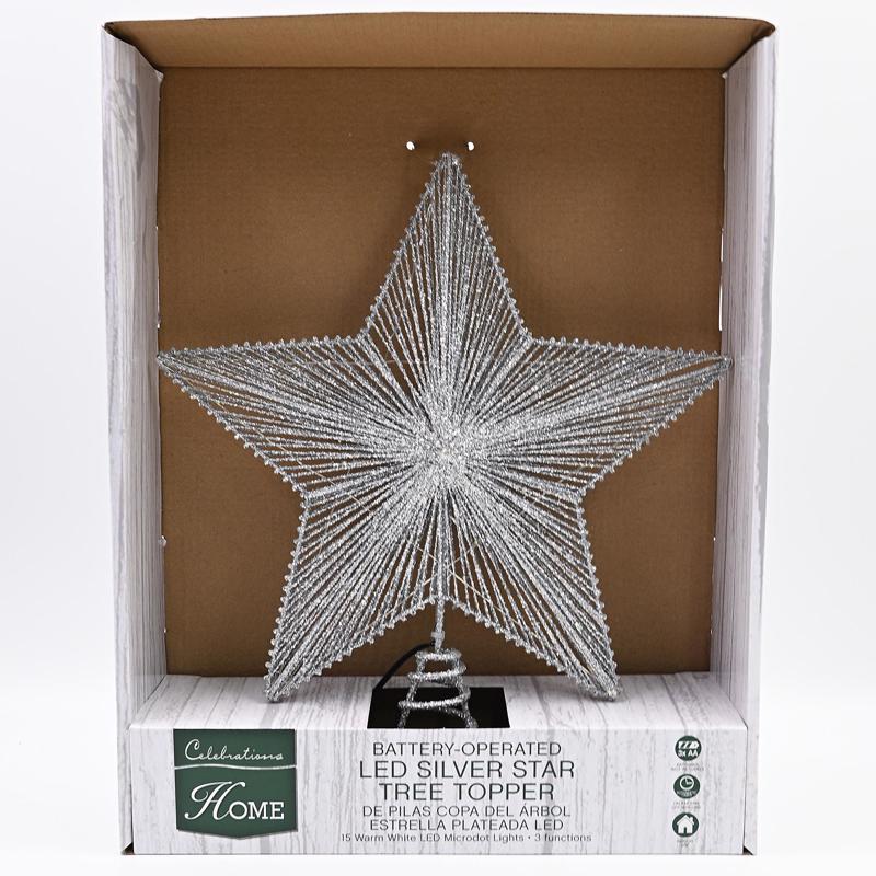 Celebrations LED Warm White Star Tree Topper 14 in.