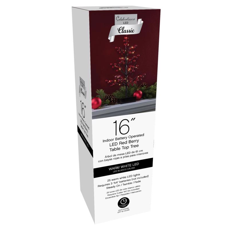 Celebrations LED Red/Warm White Table Decor 16 in.