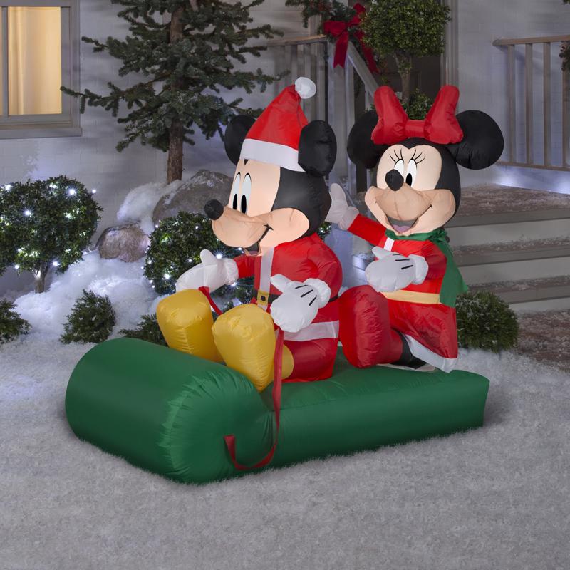 Gemmy Mickey and Minnie on Sled 5 ft. Inflatable