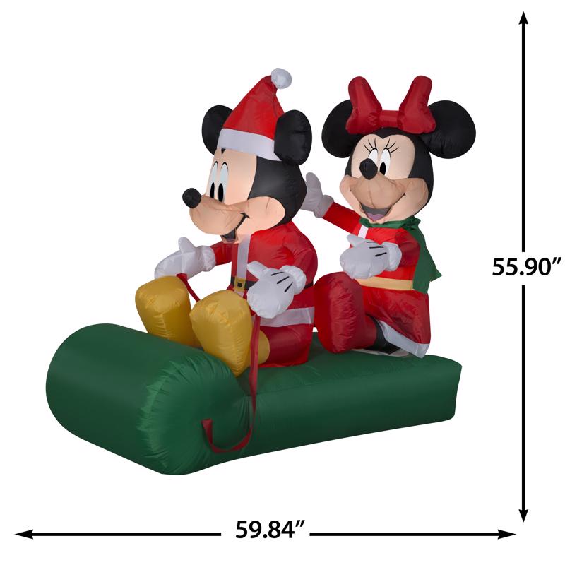 Gemmy Mickey and Minnie on Sled 5 ft. Inflatable