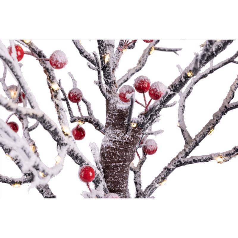 Celebrations Snow covered Tree w Cardinal Table Decor 20 in.