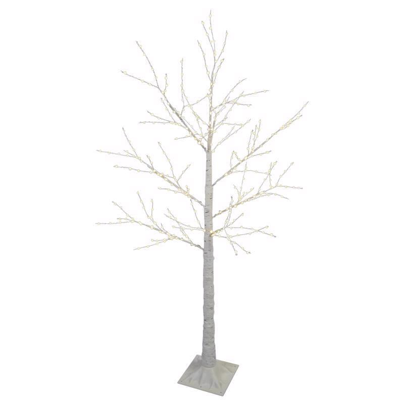 Celebrations LED Warm White Micro Seed Birch Tree 5 ft. Yard Decor