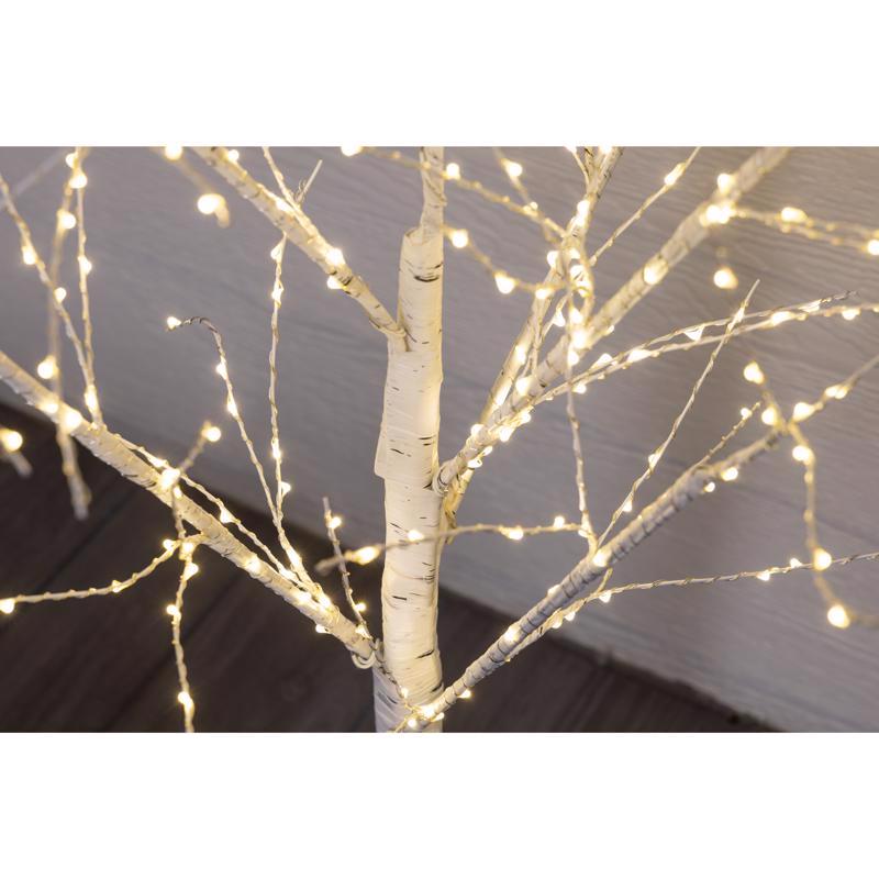 Celebrations LED Warm White Micro Seed Birch Tree 4 ft. Yard Decor
