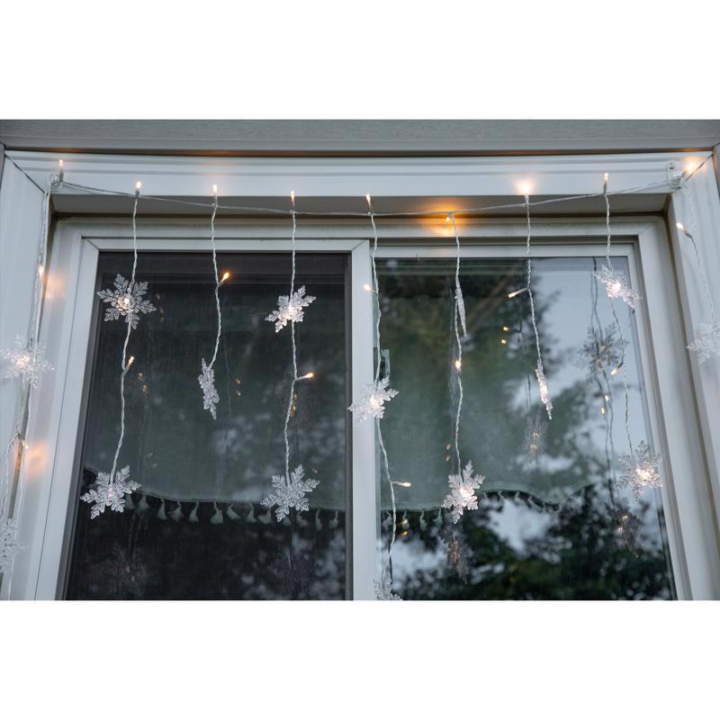 Celebrations Window Snowflake LED Rice Warm White 37 ct String Christmas Lights 3 ft.