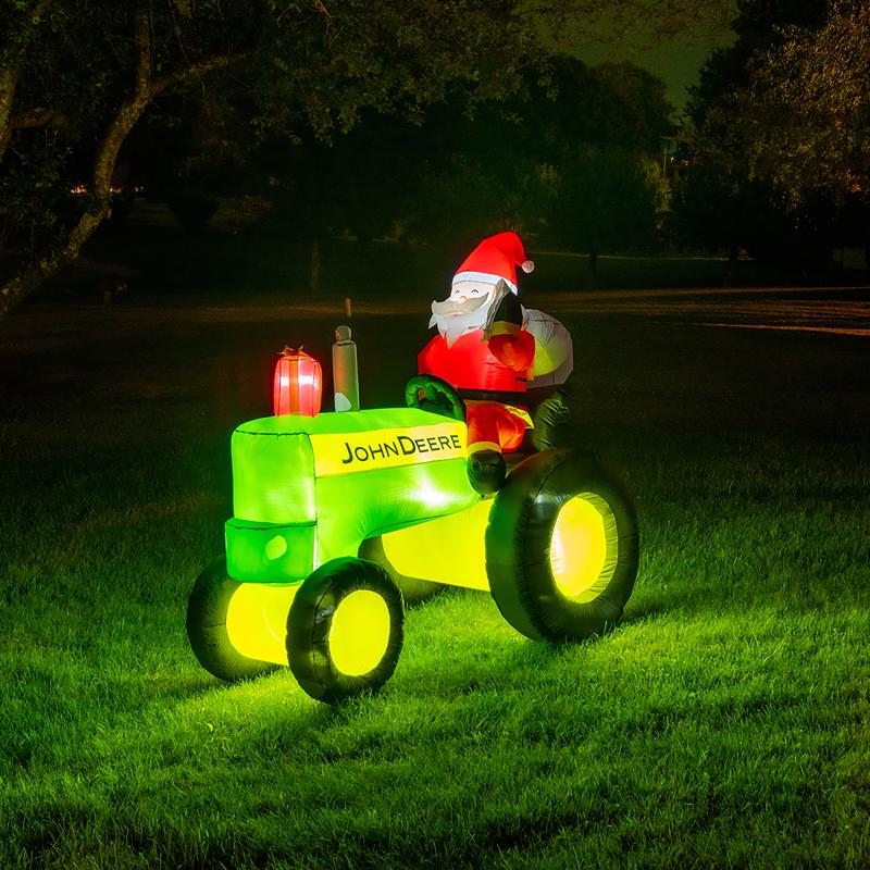Birchwood Trading John Deere LED Clear Santa on John Deere Tractor 60 in. Inflatable