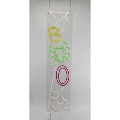 Luxe Light Decor Neon Multicolored 32 in. LED Prelit BOO Spiders Porch Sign