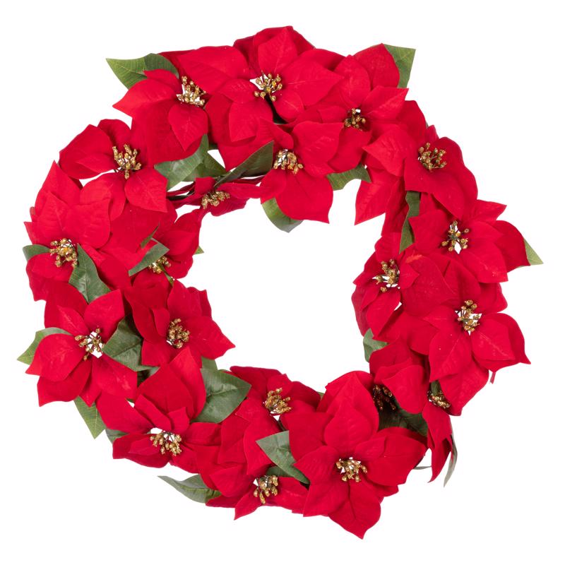 Celebrations 24 in. D Poinsettia Blooms Wreath