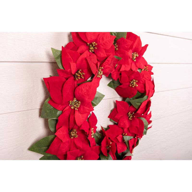 Celebrations 24 in. D Poinsettia Blooms Wreath