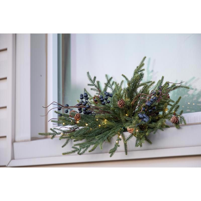 Celebrations 2 ft. L LED Warm White Rustic Norfolk Windowsill Garland