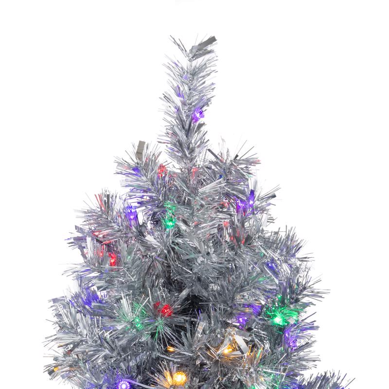 Celebrations 6 ft. Full LED 200 ct Silver w/ Reflectors Christmas Tree
