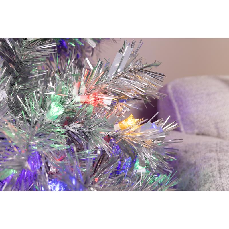 Celebrations 6 ft. Full LED 200 ct Silver w/ Reflectors Christmas Tree