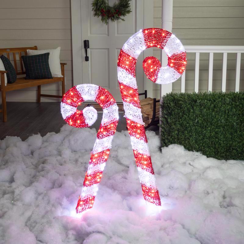 Celebrations LED Red/White Candy Canes 3 and 4 ft. Yard Decor