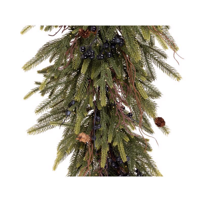 Celebrations 20 in. D X 3 ft. L LED Clear/Warm White Rustic Norfolk Teardrop Swag