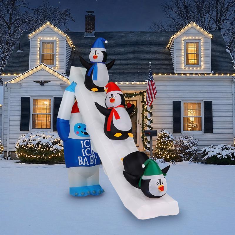 Seasonal Creations A Holiday Company LED Penguins and Yeti 10 ft. Inflatable