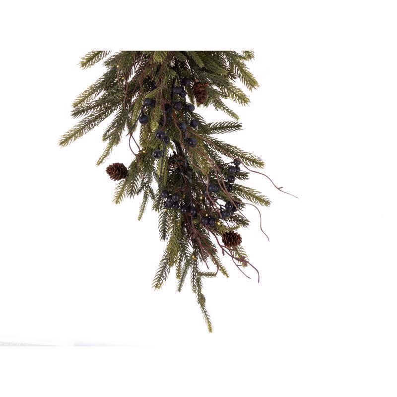 Celebrations 2 ft. L LED Warm White 2pk Rustic Norfolk With Berries and Twigs Corner Garland