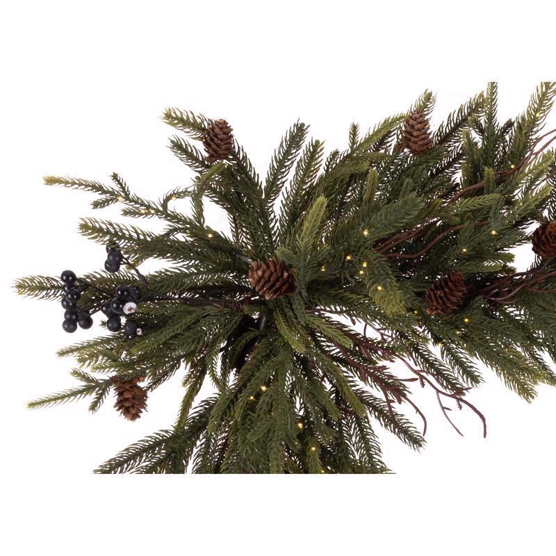 Celebrations 2 ft. L LED Warm White 2pk Rustic Norfolk With Berries and Twigs Corner Garland