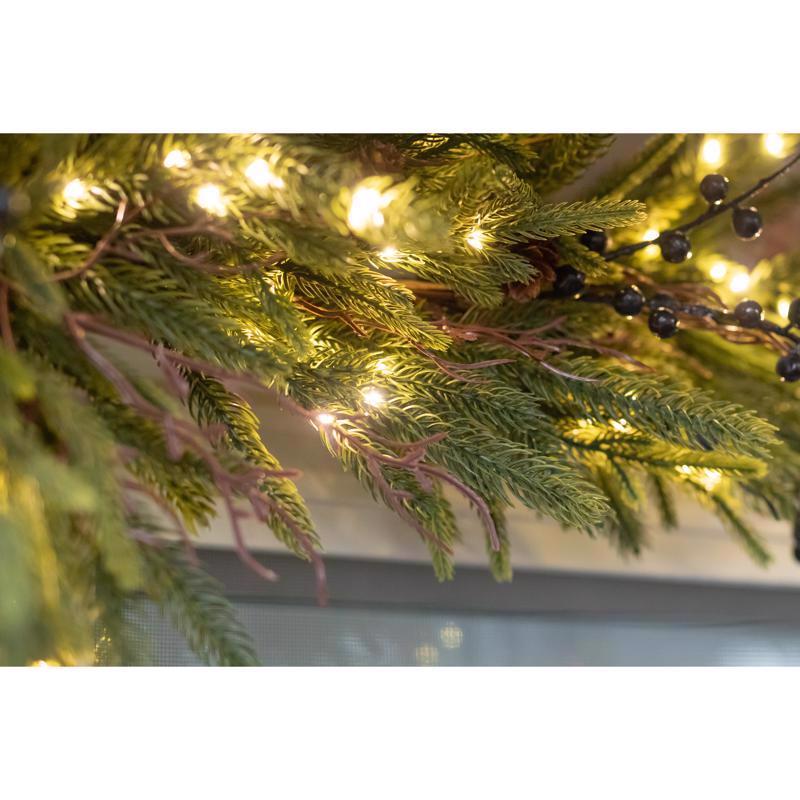 Celebrations 2 ft. L LED Warm White 2pk Rustic Norfolk With Berries and Twigs Corner Garland