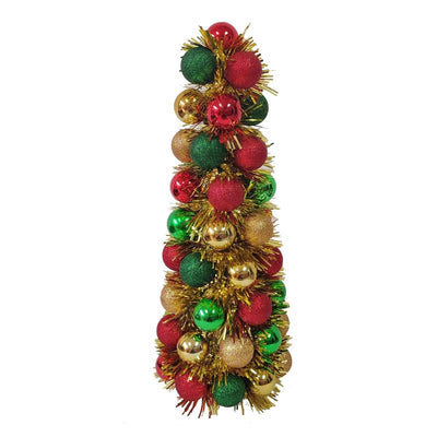 Youngcraft Red/Green/Gold Glitterball Cone Table Decor