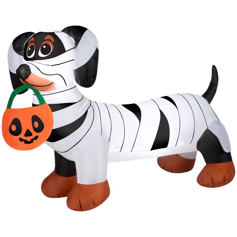 Gemmy 2.6 ft. Prelit Mummy Dog with Pumpkin Inflatable