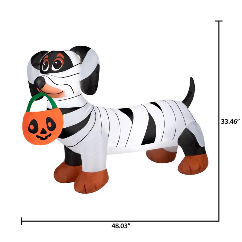 Gemmy 2.6 ft. Prelit Mummy Dog with Pumpkin Inflatable