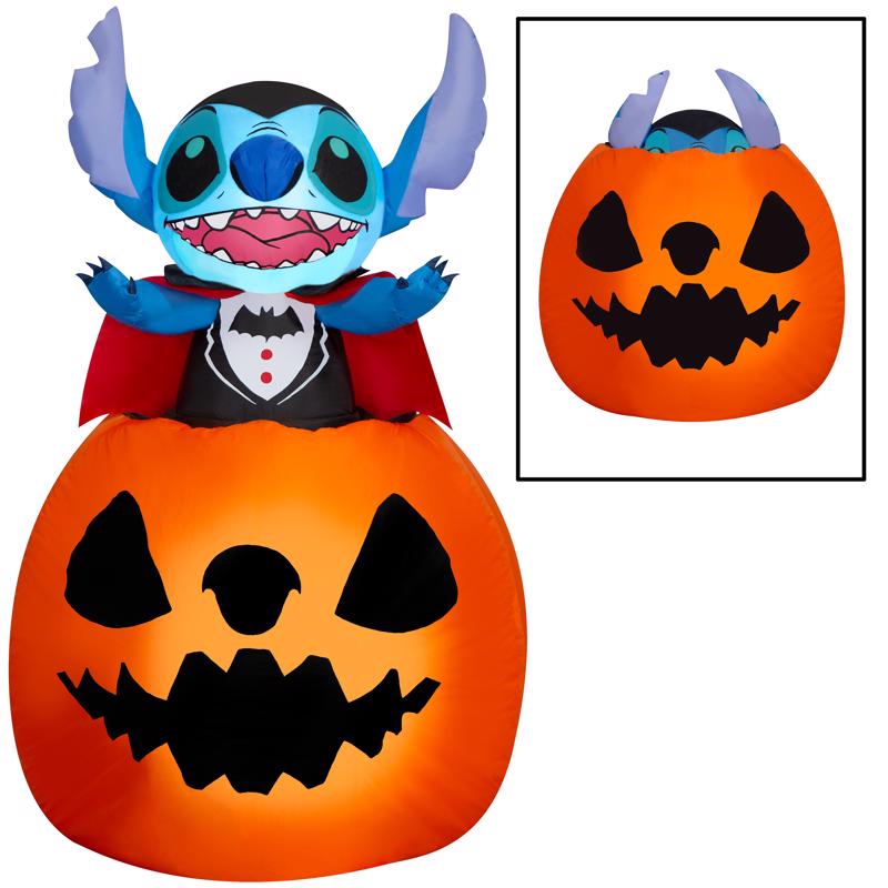 Disney 5 ft. Prelit Stitch Popping Out of Pumpkin Inflatable