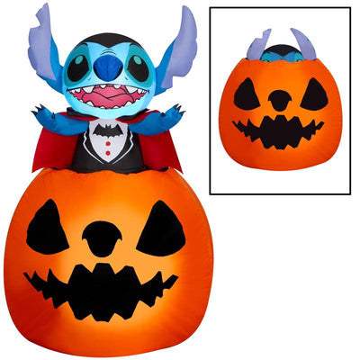 Disney 5 ft. Prelit Stitch Popping Out of Pumpkin Inflatable