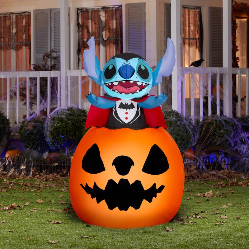 Disney 5 ft. Prelit Stitch Popping Out of Pumpkin Inflatable