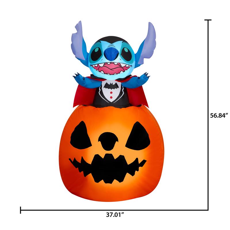 Disney 5 ft. Prelit Stitch Popping Out of Pumpkin Inflatable