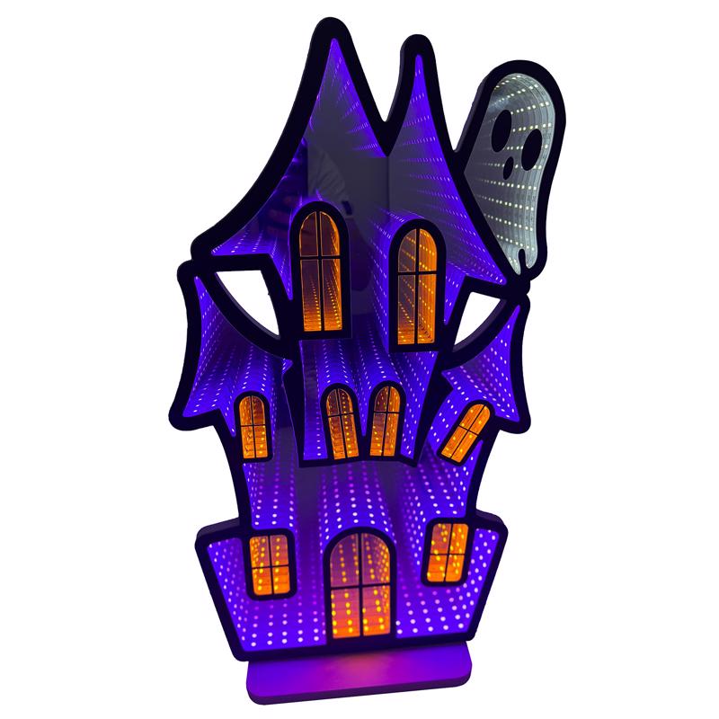 Celebrations Multicolored 400 ct 23.6 in. LED Prelit Haunted House Halloween Decor