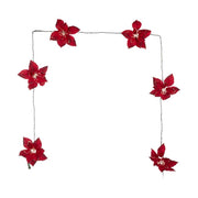 Celebrations LED Warm White Red Poinsetta Garland Hanging Decor 4.5 in.