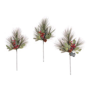 Celebrations LED Holiday Pine and Berry Spray Set of 3 Stem 24 in.