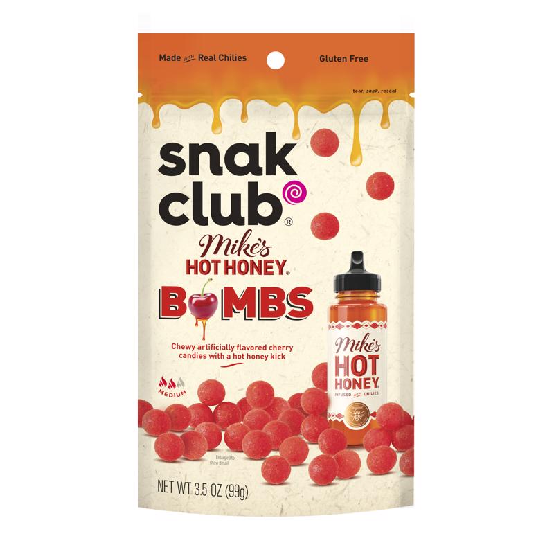 Snak Club Hot Honey Cherry Bombs Gummi Candy 3.5 oz Bagged