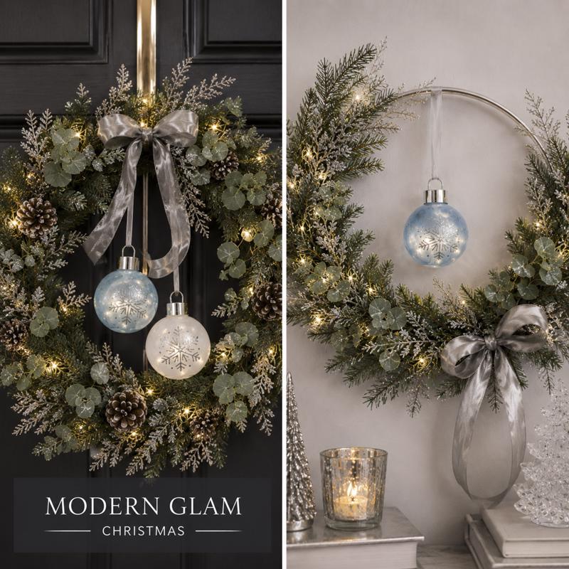 Gerson Lighted snowflake glass Ornament 6 in.