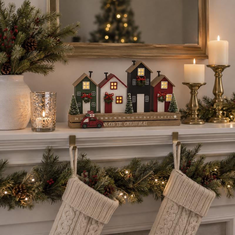 Gerson Lighted Row House Countdown Calendar Table Decor