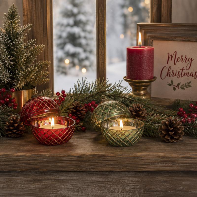 Gerson Glass Ornament LED Wax Candle