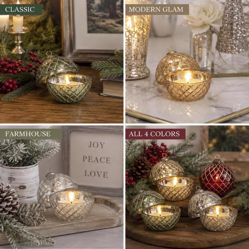 Gerson Glass Ornament LED Wax Candle