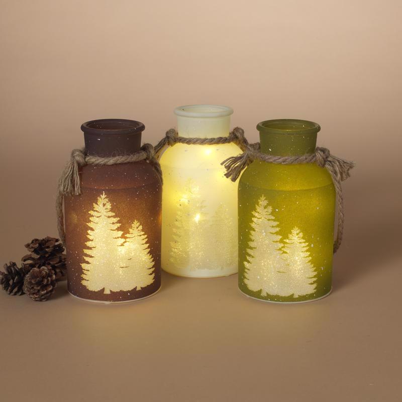 Gerson Lighted Holiday Glass Lantern 7.25 in.