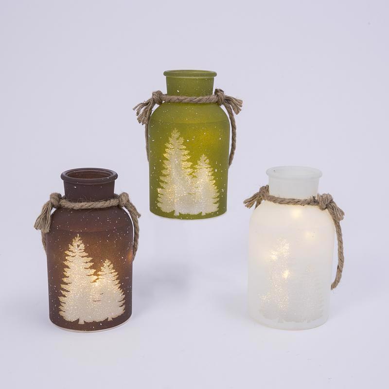 Gerson Lighted Holiday Glass Lantern 7.25 in.
